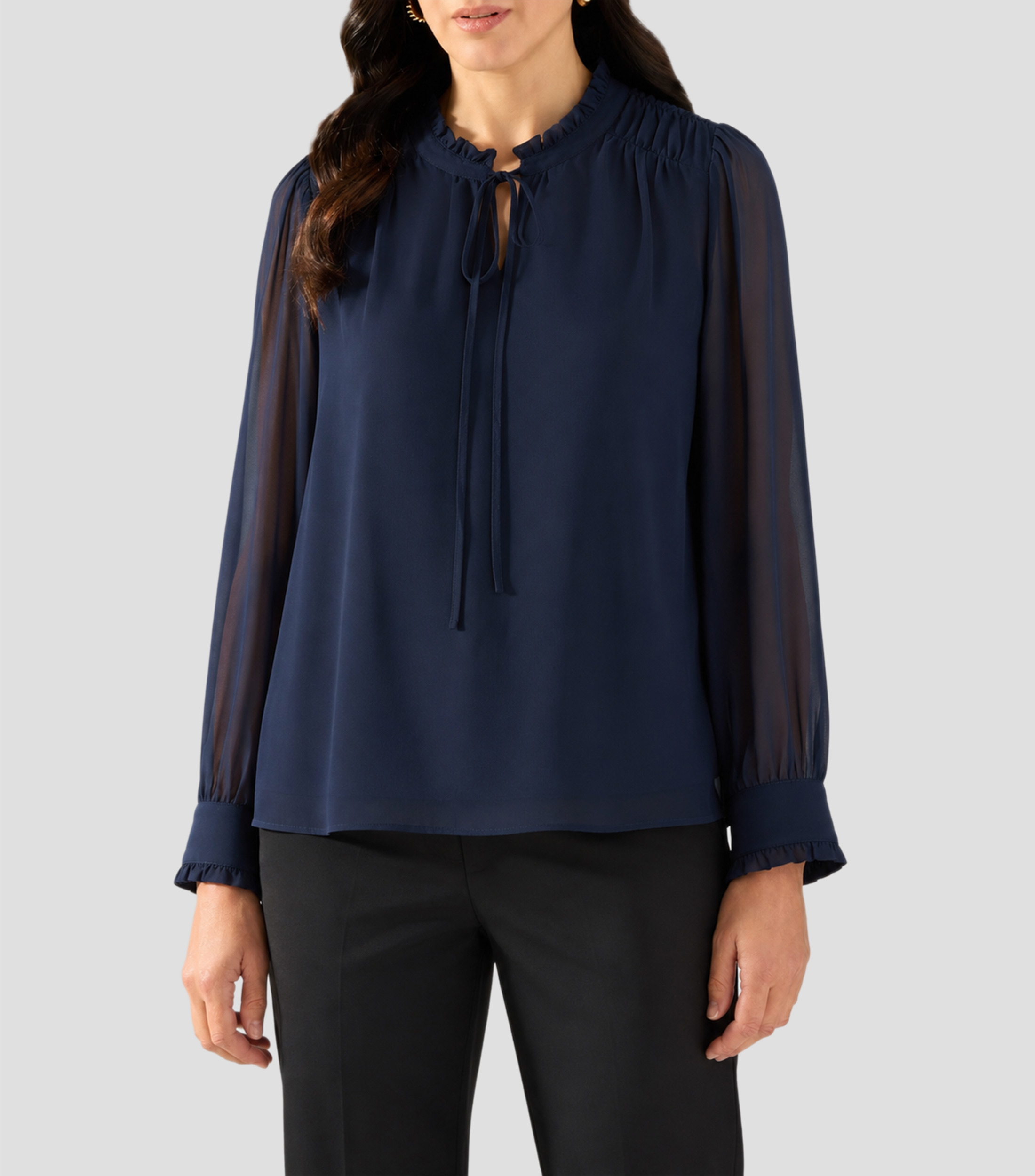 Blusa lisa manga larga Mujer